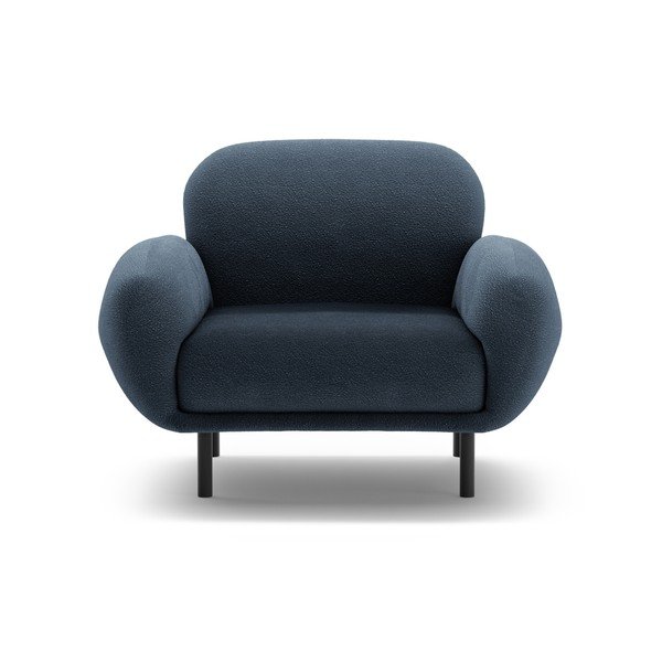 Тъмносиньо кресло от букле Poppy – Micadoni -image-1