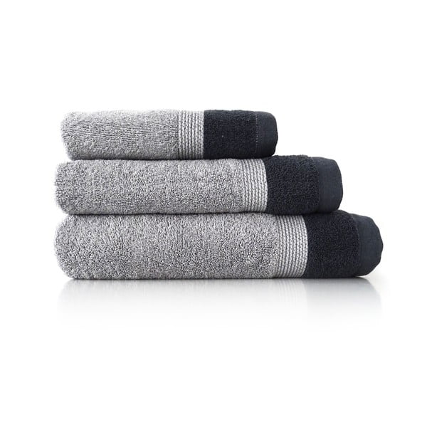 Комплект от 3 сиви памучни кърпи Banda Antracita - Ethere