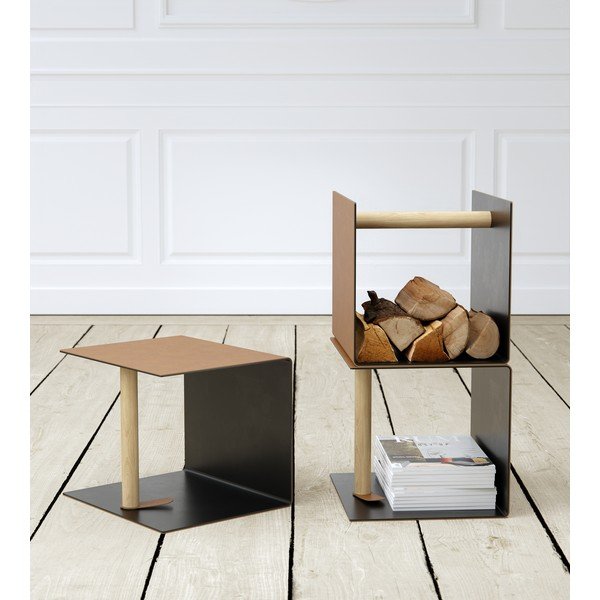 Декоративна метална кутия за съхранение от еко кожа в черен и естествен цвят 32x38x31 cm Bull – LIND DNA-image-1