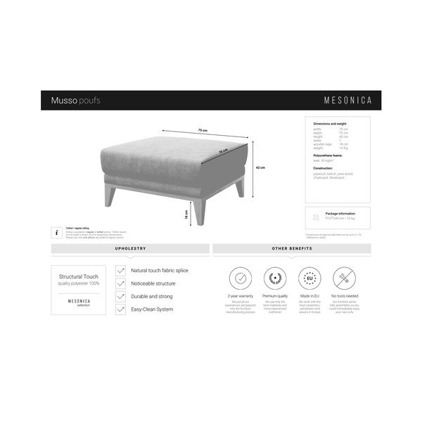 Антрацитна табуретка за крака Musso - MESONICA-image-3
