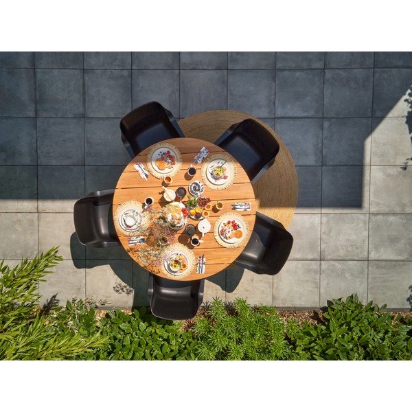 Кръгла градинска маса за хранене от масивно тиково дърво ø 150 cm Stephanie – Hartman-image-1