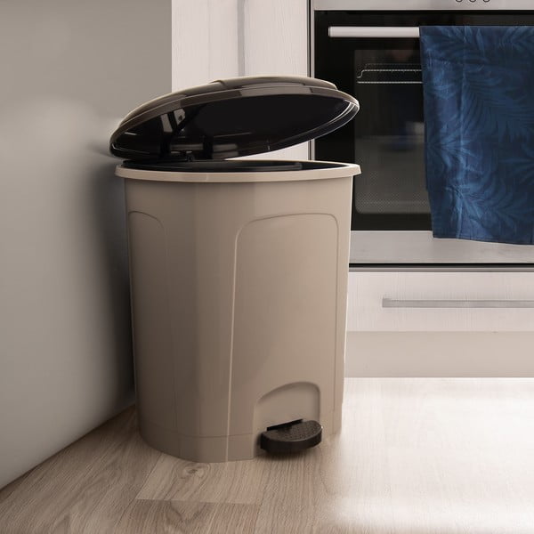 Кафяво пластмасово кошче за боклук с педал 30 l – Orion-image-1