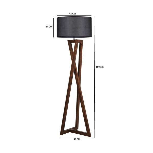 Черна и кафява подова лампа с текстилен абажур (височина 149 cm) Maçka – Opviq lights-image-3