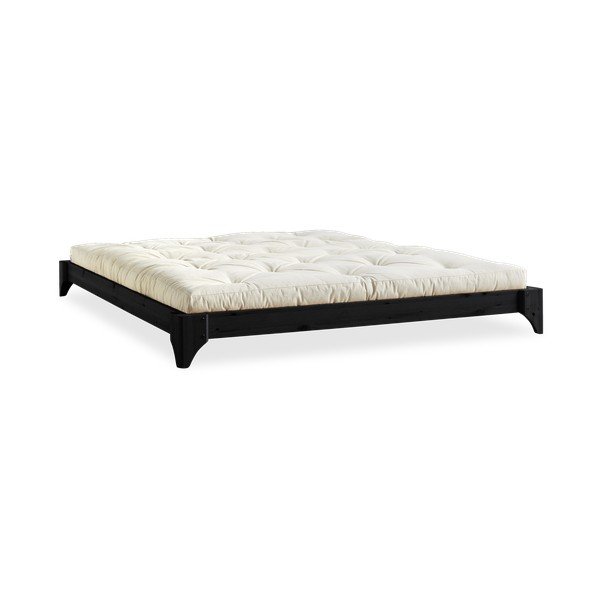 Dvoulůžková postel z borovicového dřeva s matrací Karup Design Elan Double Latex Black/Natural, 140 x 200 cm