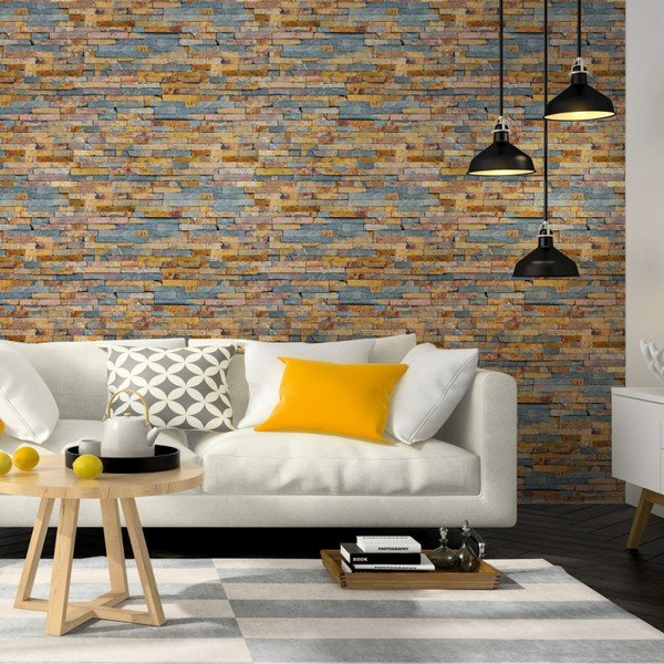 Стикер за стена Рециклирано естествено дърво, 40 x 40 cm - Ambiance-image-3