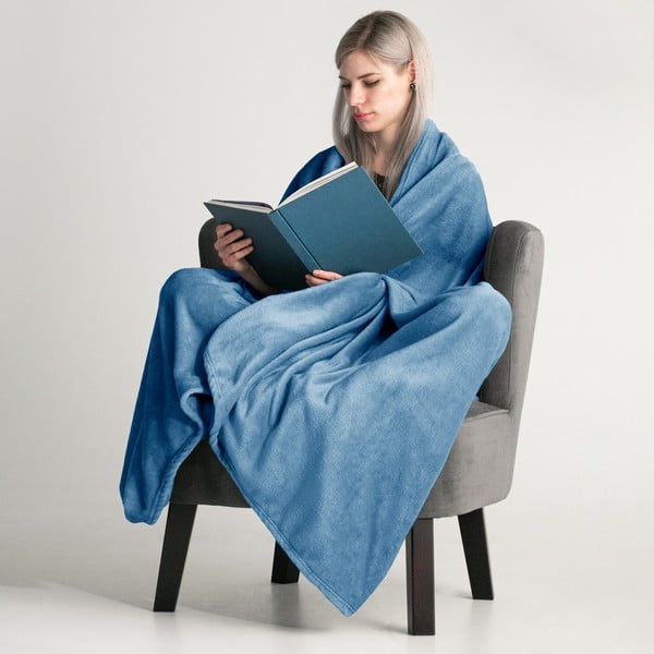 Тъмносиньо одеяло от микрофибър , 160 x 210 cm Mic - DecoKing-image-1