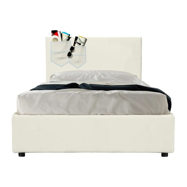 Béžová jednolůžková postel s úložným prostorem a matrací 13Casa Task, 80 x 190 cm