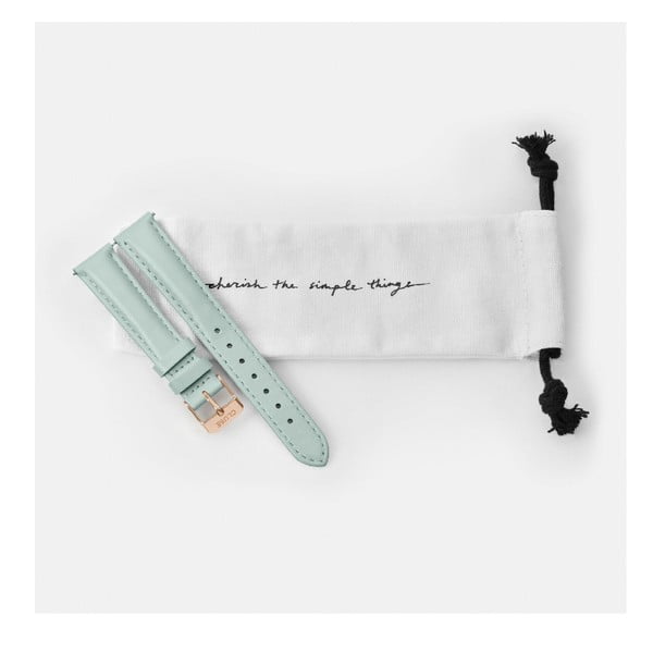 Mátově zelený kožený řemínek s detaily v barvě růžového zlata k hodinkám Cluse Minuit-image-1