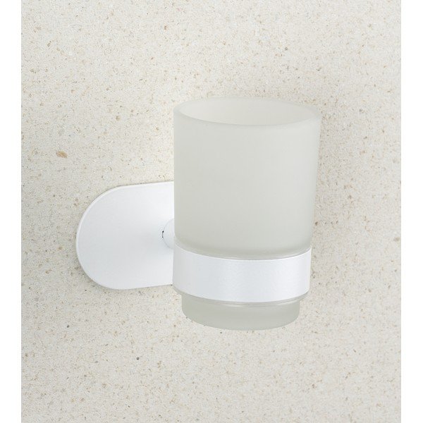 Бяла самозалепваща стъклена чаша за четки за зъби Orea – Wenko-image-1