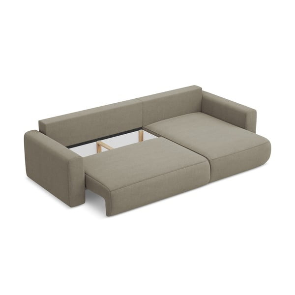 Светлокафяв разтегателен ъглов диван с място за съхранение (десен ъгъл) Kapua – Makamii-image-3