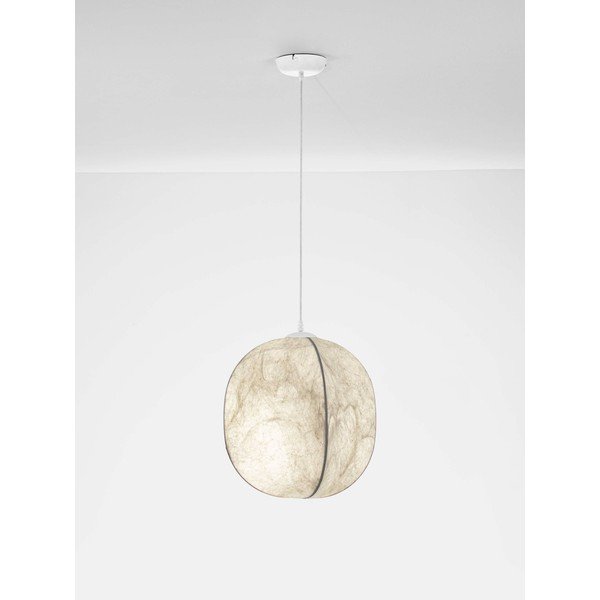 Бяло метално висящо осветително тяло с текстилен абажур ø 42 cm Pierida – Nova Luce-image-4