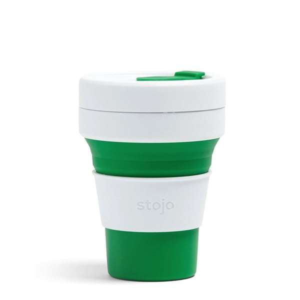 Бяло-зелена сгъваема чаша за пътуване , 355 ml Pocket Cup - Stojo