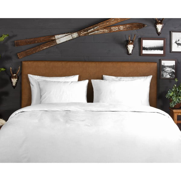 Бяло двойно удължено фланелено спално бельо 200x220 cm – Good Morning-image-2