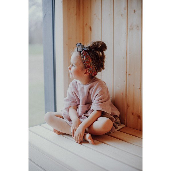 Розово муселиново бебешко пончо размер M - Malomi Kids-image-4