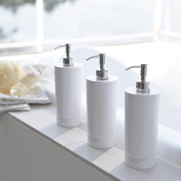 Бял пластмасов диспенсер за сапун 500 ml Round – YAMAZAKI-image-1