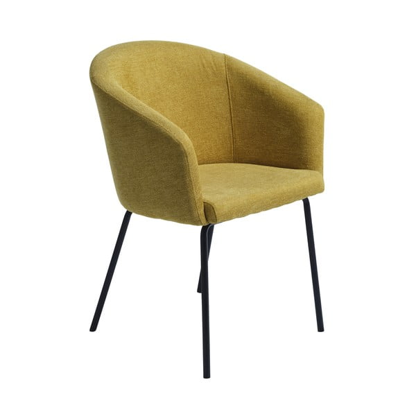 Тапициран трапезен стол с подлакътници в цвят горчица Easton – Unique Furniture