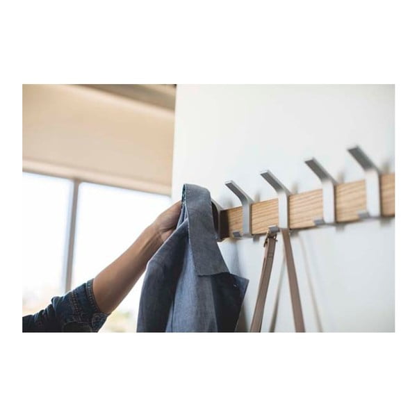 Матово сребро/естествена стенна закачалка от масивен ясен Rin – YAMAZAKI-image-2