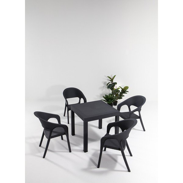 Антрацитен градински комплект за хранене за 4 души души Garden – Floriane Garden-image-1