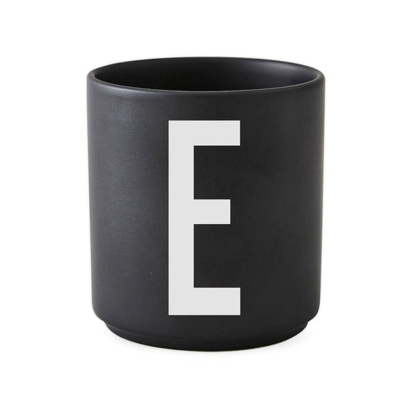 Черна порцеланова чаша Alphabet E, 250 ml A-Z - Design Letters