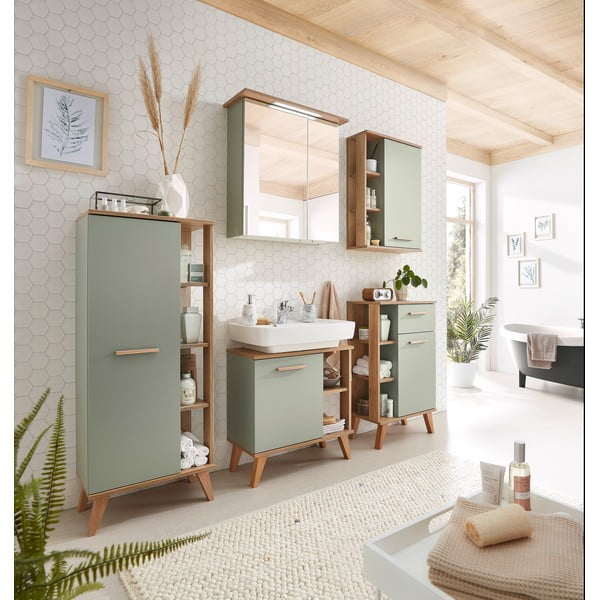 Зелен висящ шкаф за баня в дъб 51x75 cm Set 963 - Pelipal-image-4