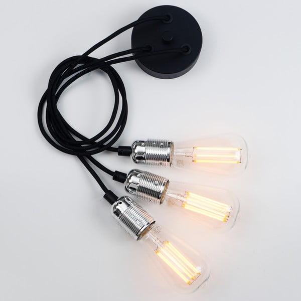 Черна висулка с три рамена и сребърни детайли Uno - Sotto Luce-image-4