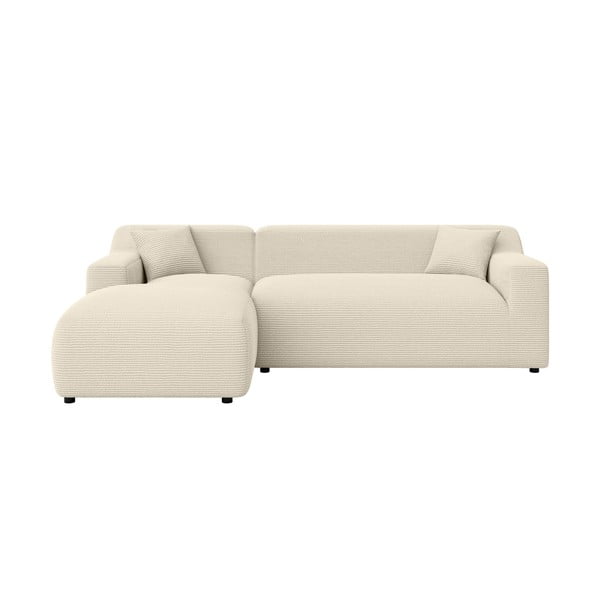 Бежово-кремав ъглов диван от рипсено кадифе (ляв ъгъл) Martin – Ropez