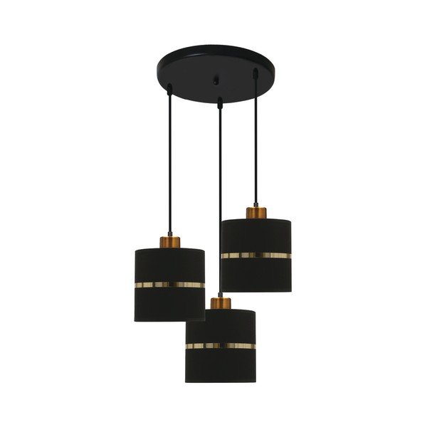 Черна висяща лампа с текстилен абажур ø 15 cm Assam - Candellux Lighting