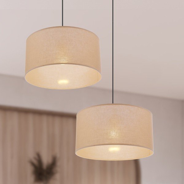 Бежово висящо осветително тяло с текстилен абажур ø 40 cm Shanti – Candellux Lighting-image-2