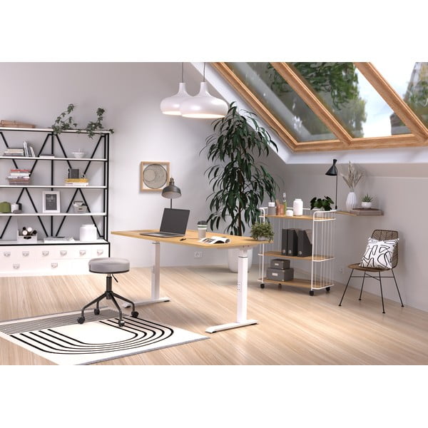 Работна маса с регулируема височина с дъбов плот 80x140 cm Downey – Germania-image-1