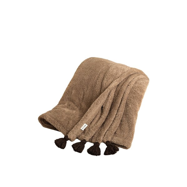 Кафяво покривало за легло от микроплюш 160x200 cm Puffy – Mijolnir