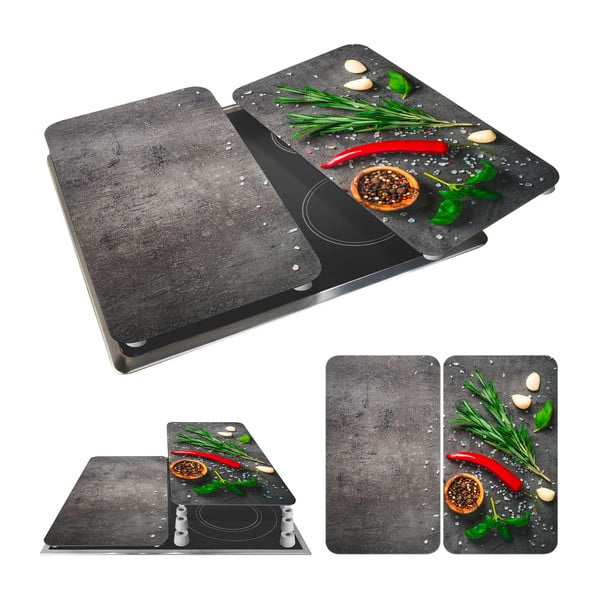 Капаци за печка в комплект от 2 броя от закалено стъкло 52x30 cm Rosemary - Maximex-image-3