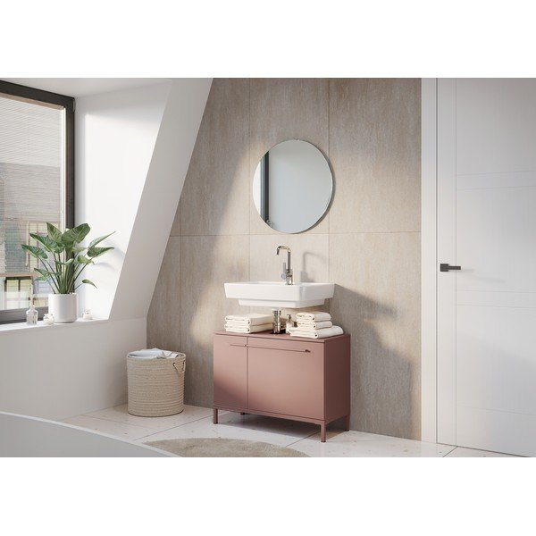 Кафяв матов шкаф за мивка 80x59 cm Laurino – Germania-image-1