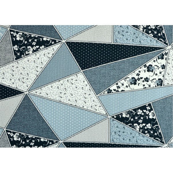 Бяло и синьо крепирано удължено спално бельо за двойно легло 200x220 cm Triangle -image-1