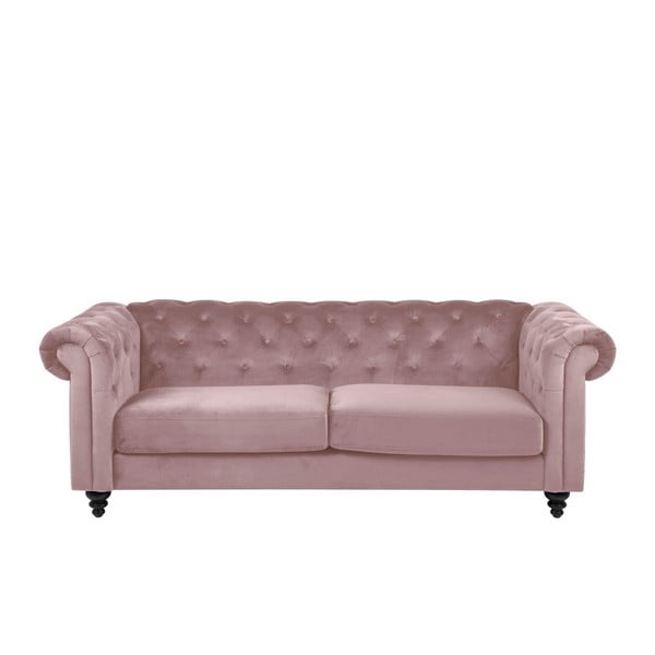 Розов кадифен диван Charlietown, 219 cm - Actona