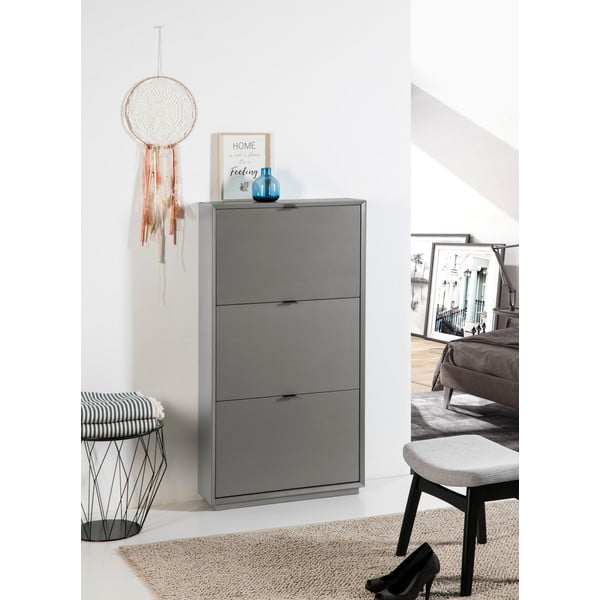 Сив шкаф за обувки с 3 чекмеджета Luka - Marckeric-image-1