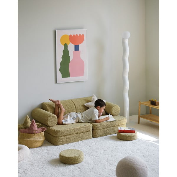 Зелен детски диван от букле 132 cm Settee – Wigiwama-image-3