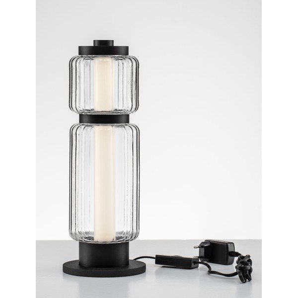 Матово черно стъклена LED настолна лампа (височина 39 cm) Liesa – Nova Luce-image-3