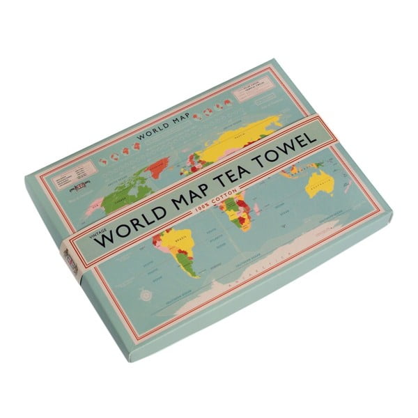 Kuchyňská utěrka v krabičce Rex London World Map, 22 x 16 cm
