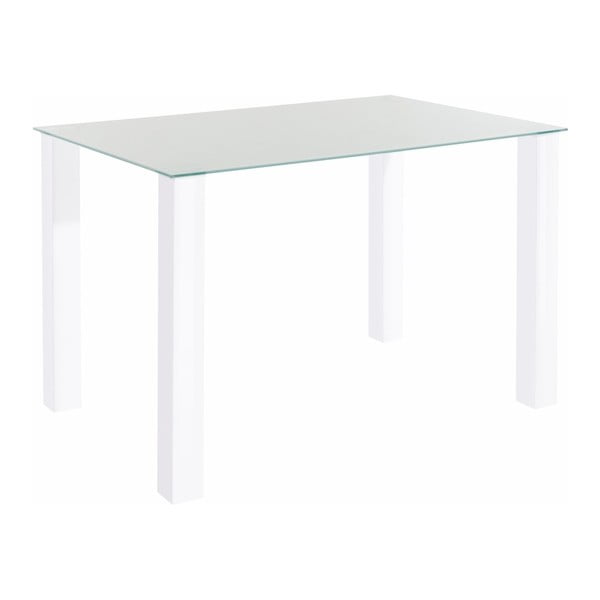 Lesklý bílý jídelní stůl s deskou z tvrzeného skla Støraa Dante, 80 x 120 cm