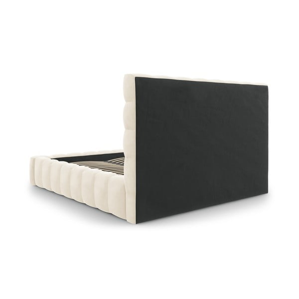 Бежово тапицирано двойно легло с място за съхранение и решетка 200x200 cm Bali - Cosmopolitan Design-image-4