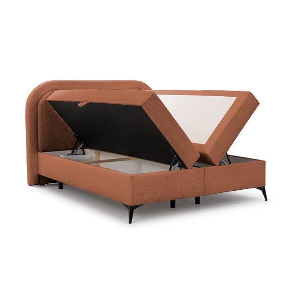 Оранжево боксспринг легло 180x200 cm с място за съхранение Ornes – Ropez-image-3