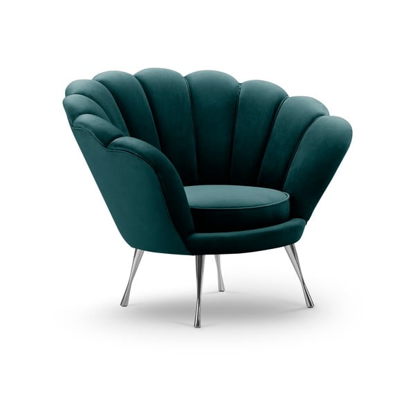 Тъмно тюркоазено синьо кадифено кресло Varenne - Interieurs 86