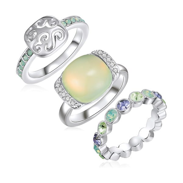 Sada 3 prstenů s krystaly Swarovski Lilly&Chloe Océane, vel. 52
