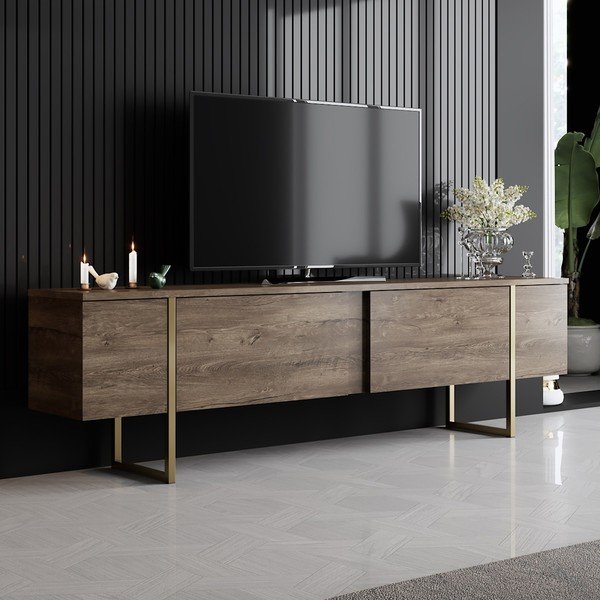 Маса за телевизор от декор от орех в естествен цвят 180x30 cm Luxe – Kalune Design-image-2