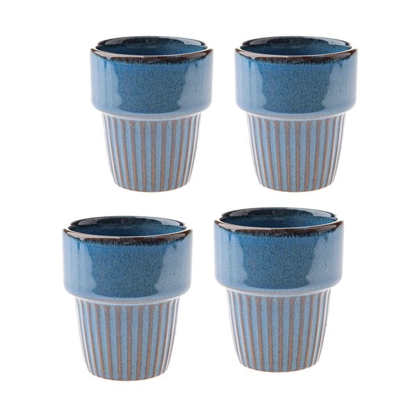 Сини глинени чаши в комплект 4 бр. за еспресо 100 ml Tone – Dakls