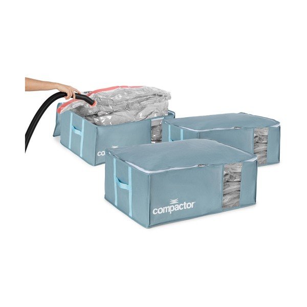 Вакуумни пластмасови кутии за съхранение на дрехи в комплект 3 бр. 65x45x27 cm Blue Edition – Compactor-image-4