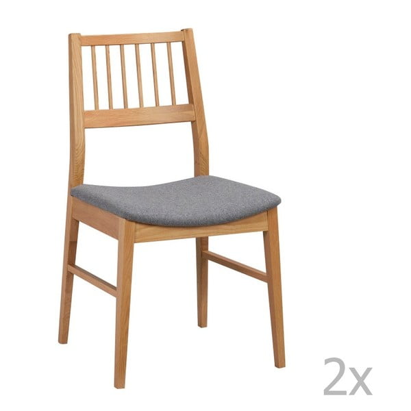 Sada 2 přírodních židlí z dubového dřeva  Folke Dan
