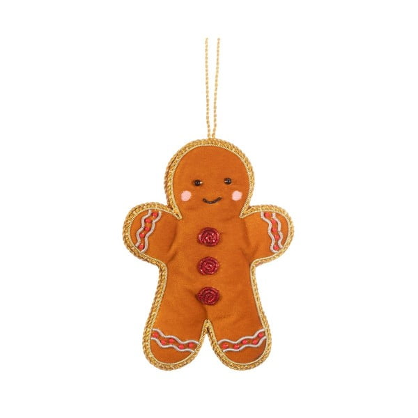 Текстилна  ръчно изработена коледна украса 10 cm Gingerbread – Sass & Belle