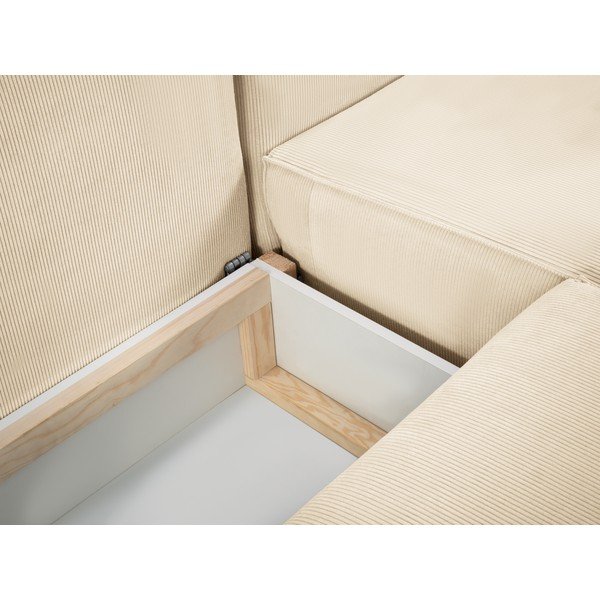 Бежов велурен U-образен разтегателен диван Azalea - Mazzini Sofas-image-1