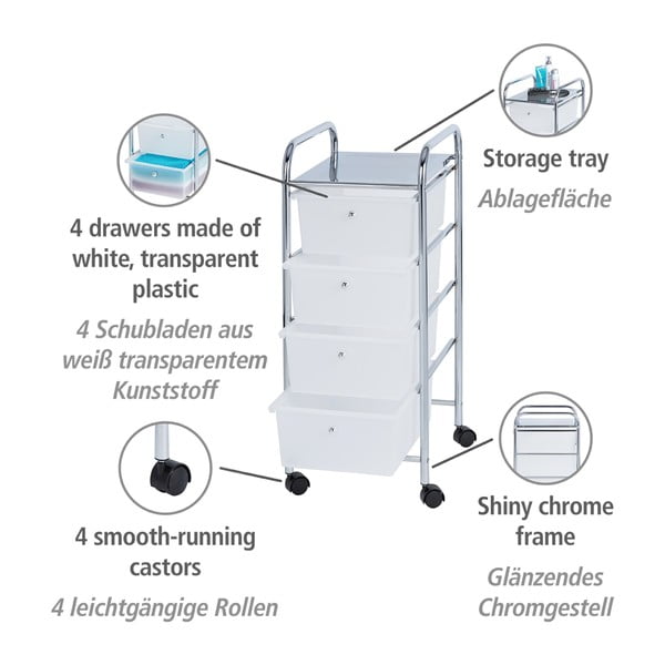Мобилен рафт за баня с 4 чекмеджета Messina Messian - Wenko-image-3